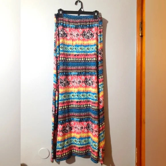 Objex Women's Maxi Skirt Multicolor Sycadelic Print Size XL - Picture 1 of 7